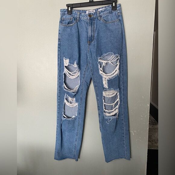 Skinny Fries- Highly Distressed Boyfriend Jeans 7 - Picture 1 of 8